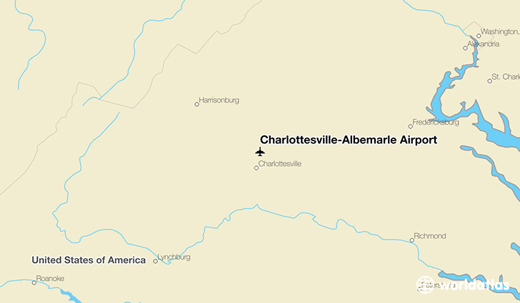 Charlottesville-Albemarle Airport location on a map