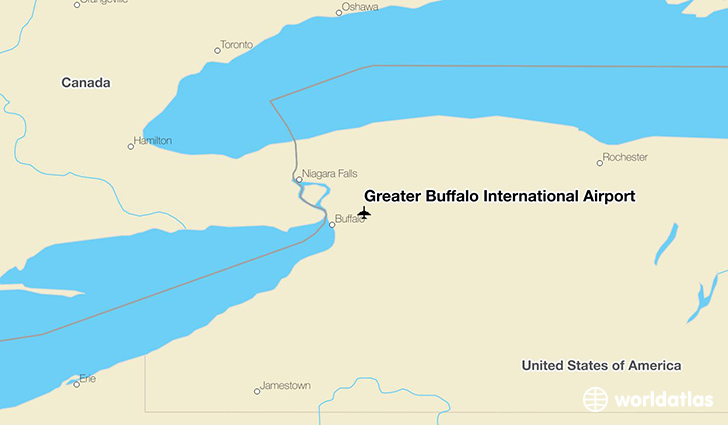 Greater Buffalo International Airport location on a map