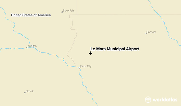 Le Mars Municipal Airport location on a map