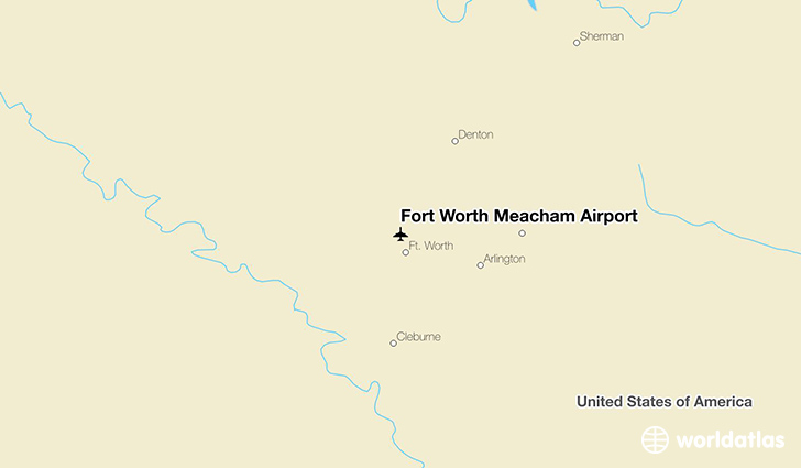 Fort Worth Meacham Airport location on a map