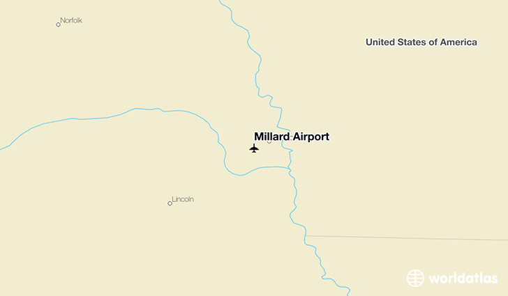 Millard Airport location on a map
