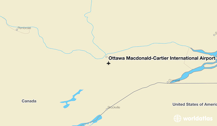 Ottawa Macdonald-Cartier International Airport location on a map