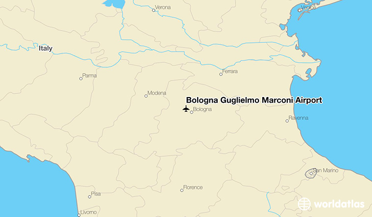 Bologna Guglielmo Marconi Airport location on a map