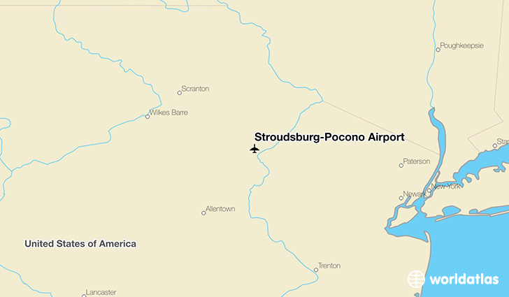 Stroudsburg-Pocono Airport location on a map