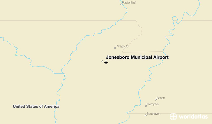 Jonesboro Municipal Airport location on a map