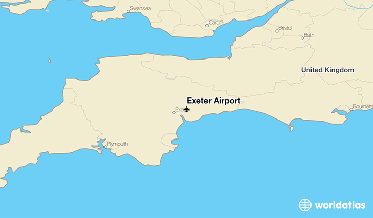 Exeter Airport location on a map