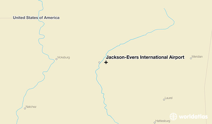 Jackson-Evers International Airport location on a map