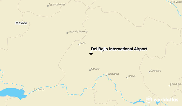 Del Bajío International Airport location on a map