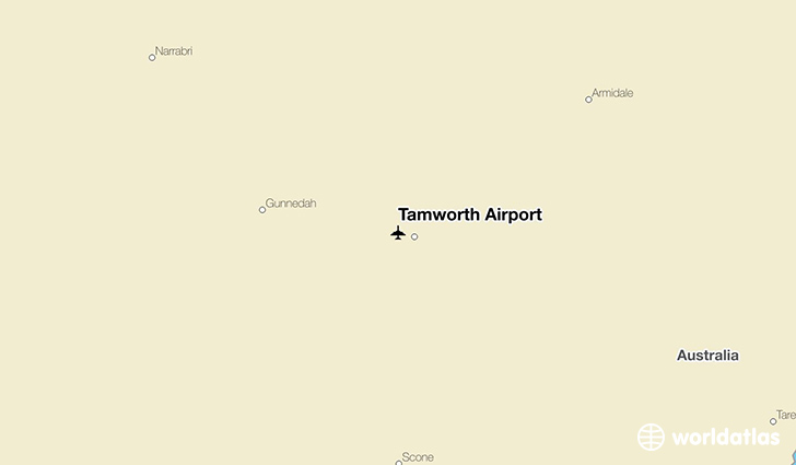 Tamworth Airport location on a map