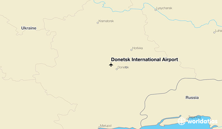 Donetsk International Airport location on a map