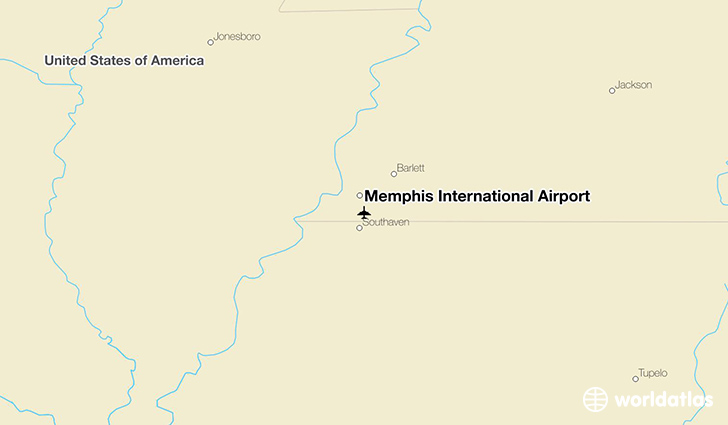 Memphis International Airport location on a map