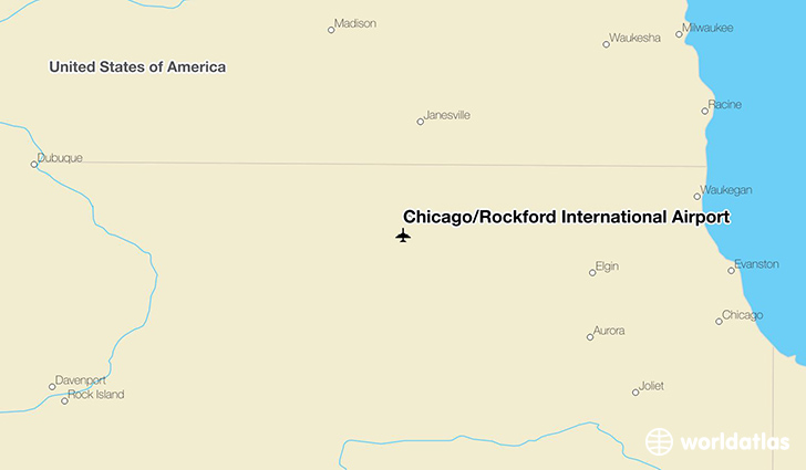 Chicago/Rockford International Airport location on a map