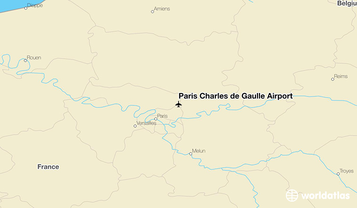 Paris Charles de Gaulle Airport location on a map