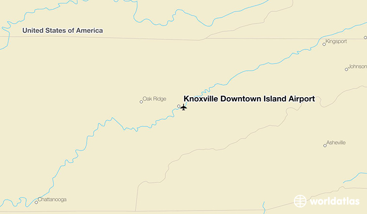 Knoxville Downtown Island Airport location on a map