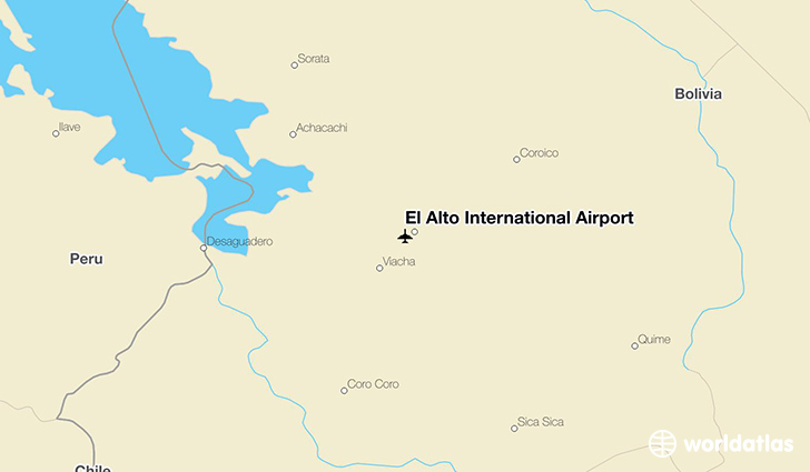 El Alto International Airport location on a map
