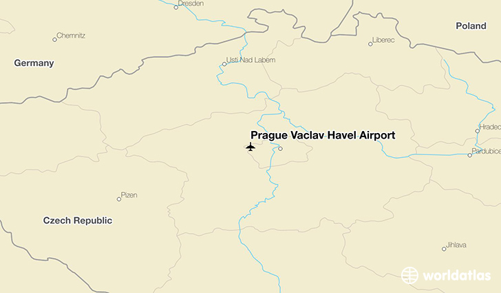 Prague Václav Havel Airport location on a map