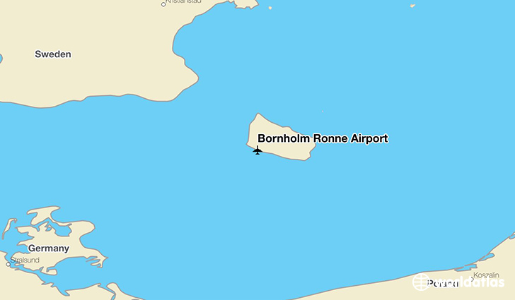 Bornholm Rønne Airport location on a map