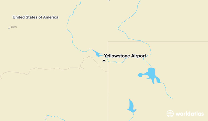 Yellowstone Airport location on a map