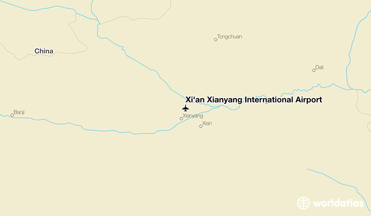 Xi'an Xianyang International Airport location on a map