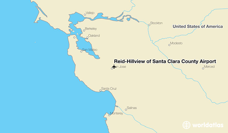 Reid-Hillview of Santa Clara County Airport location on a map