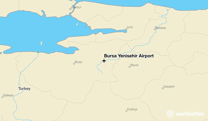Bursa Yenişehir Airport location on a map