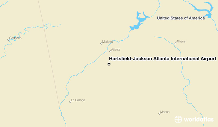 Hartsfield-Jackson Atlanta International Airport location on a map