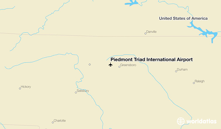 Piedmont Triad International Airport location on a map