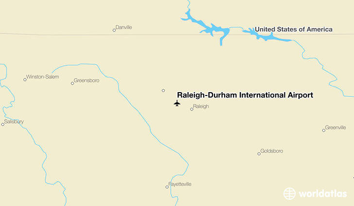 Raleigh-Durham International Airport location on a map