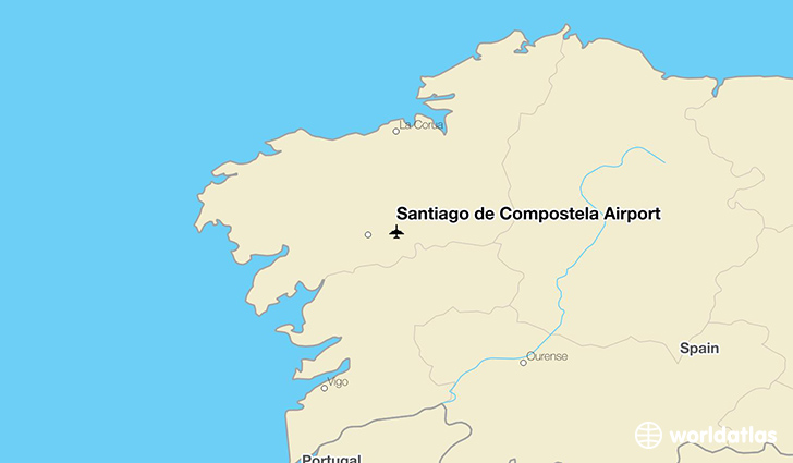 Santiago de Compostela Airport location on a map
