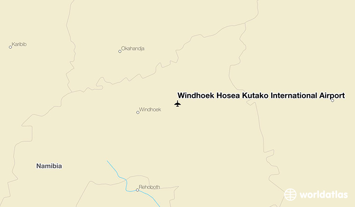 Windhoek Hosea Kutako International Airport location on a map