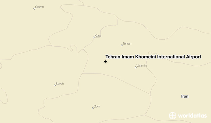 Tehran Imam Khomeini International Airport location on a map