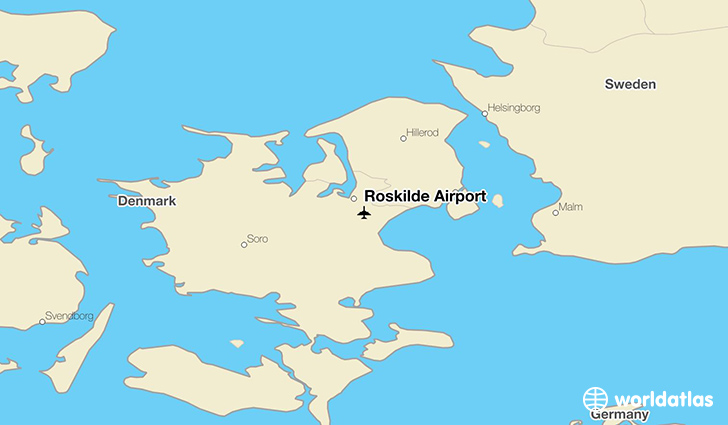Roskilde Airport location on a map