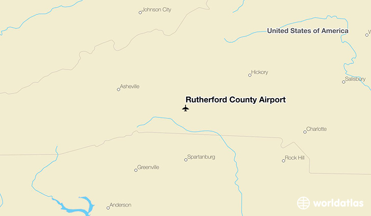 Rutherford County Airport location on a map