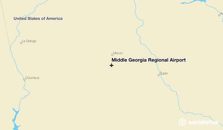 Middle Georgia Regional Airport location on a map