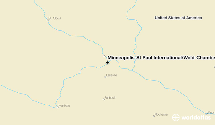 Minneapolis-St Paul International/Wold-Chamberlain Airport location on a map