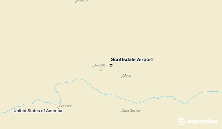 Scottsdale Airport location on a map