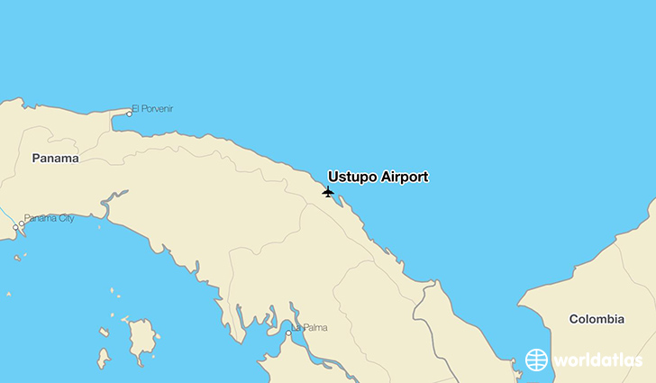 Ustupo Airport location on a map