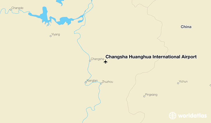 Changsha Huanghua International Airport location on a map