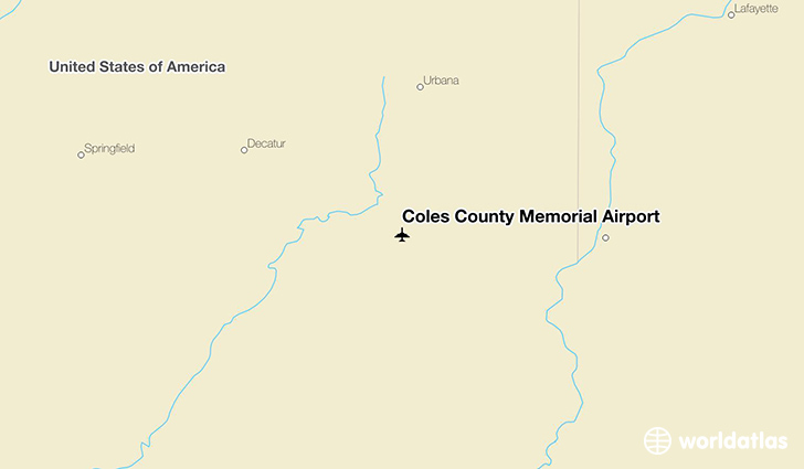 Coles County Memorial Airport location on a map