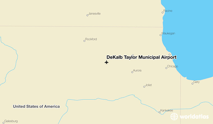 DeKalb Taylor Municipal Airport location on a map