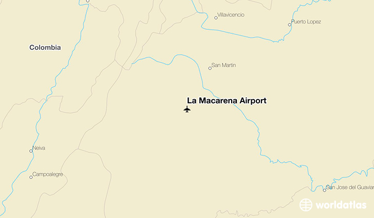 La Macarena Airport location on a map