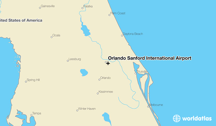 Orlando Sanford International Airport location on a map