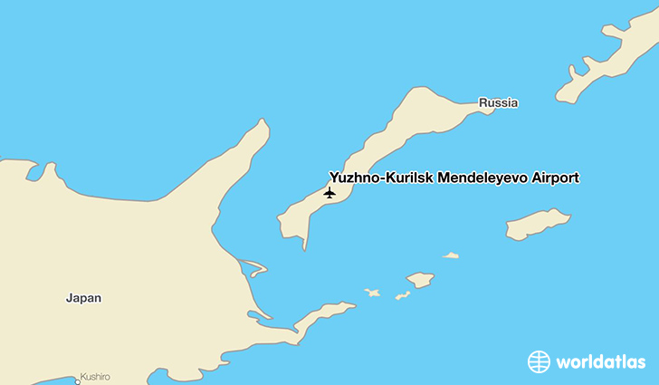 Yuzhno-Kurilsk Mendeleyevo Airport location on a map
