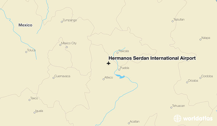 Hermanos Serdán International Airport location on a map