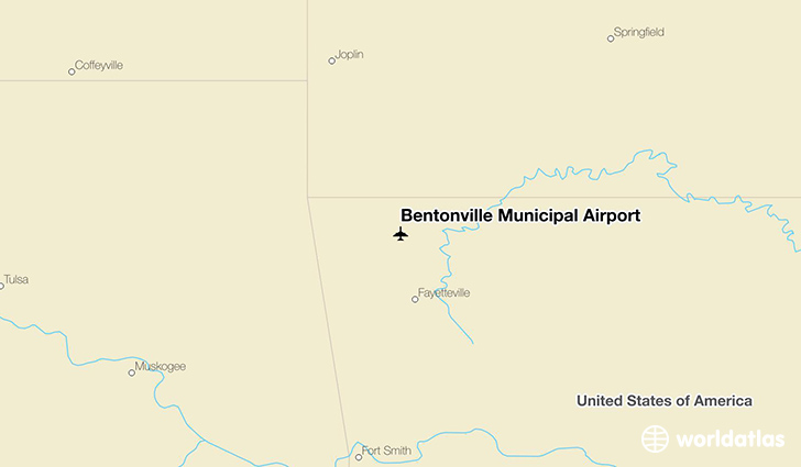 Bentonville Municipal Airport location on a map