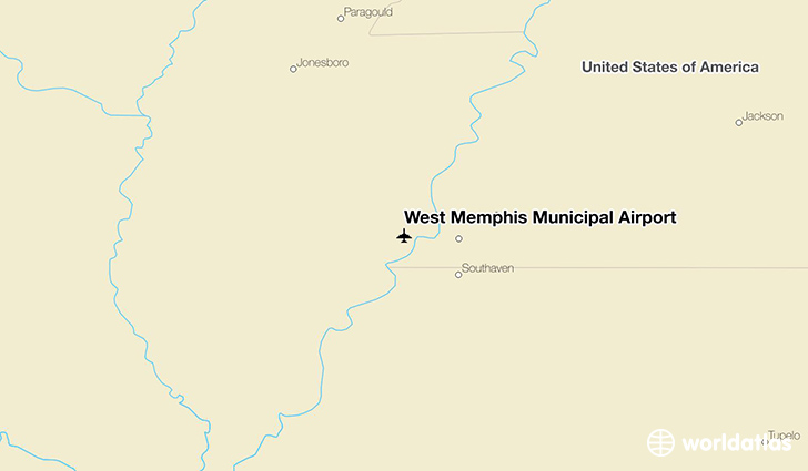 West Memphis Municipal Airport location on a map
