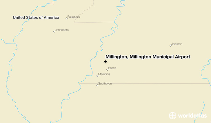 Millington, Millington Municipal Airport location on a map