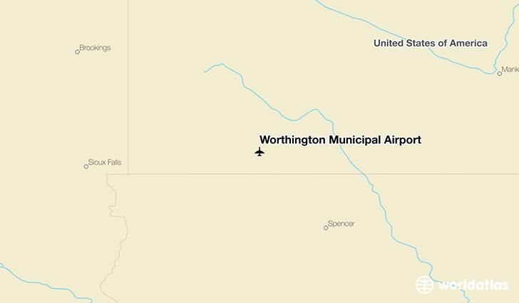 Worthington Municipal Airport location on a map