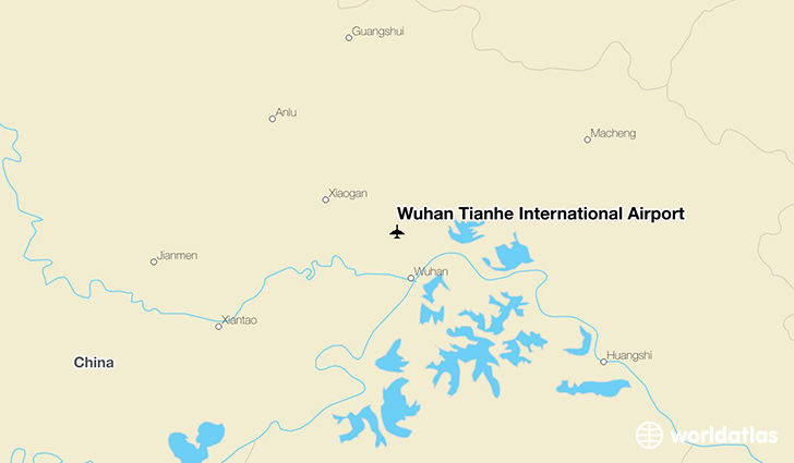 Wuhan Tianhe International Airport location on a map