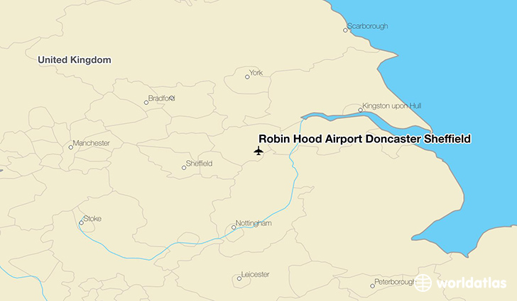 Robin Hood Airport Doncaster Sheffield location on a map